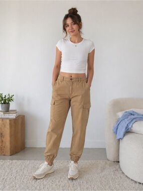 Gap Girlfriend Cargo Joggers | Mojave Tan | 26" Inseam | Size 20
